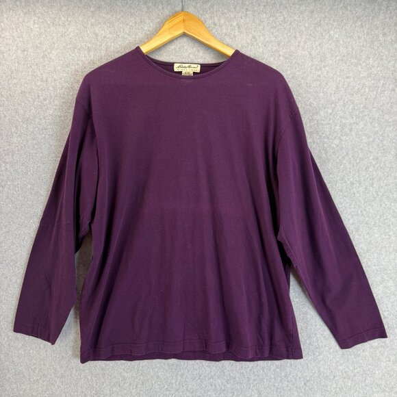 Eddie Bauer Womens Purple Cotton Long Sleeve Crewneck Shirt Basic Top Size Large - Picture 1 of 10